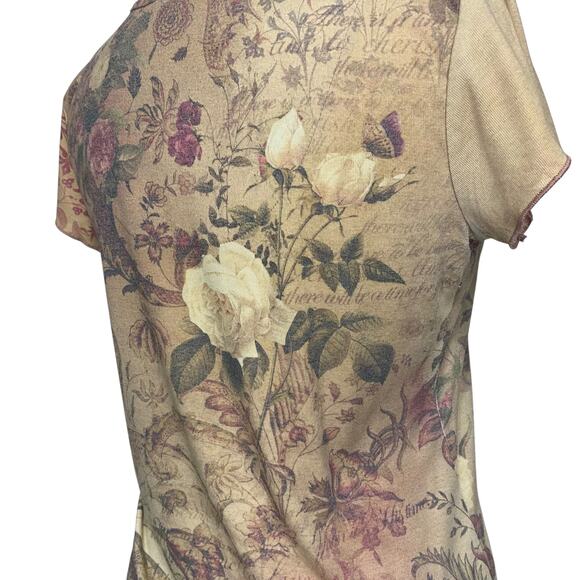 VTG Y2K 90's Xcit U.S.A Floral Rose Bedazzled Baby Tee - Picture 7 of 12